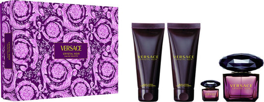 Versace Crystal Noir E.D.T 90ml + 5ml + Shower Gel 100ml + Body Lotion 100ml | סט ורסאצה קריסטל נואר אדפ 90מל+גל רחצה+ק.גוף 100מל+אדפ 5מל