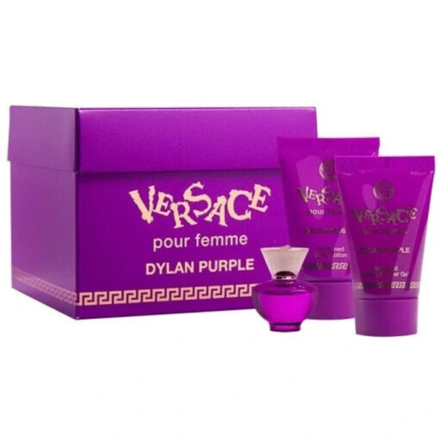 Versace Set Dylan Purple E.D.P 5ml+sg 25ml+bl 100ml+bag | ורסאצה סט דילן סגול אדפ 5מל+ג.רחצה 25מל+ק.גוף 25מל