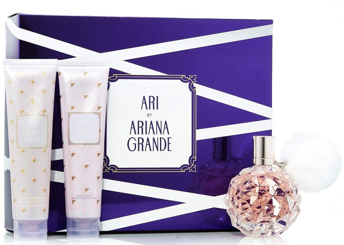 Ariana Grande Set Ari E.D.P 100ml +bl 100ml+shg 100ml | סט אריאנה גרנדה ארי אדפ 100מל+ק.גוף 100מל+גל רחצה 100מל