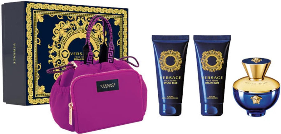 Versace Pour Homme Dylan Blue E.D.T 100ml + Shower Gel 100ml +Body Lotion 100ml + Bag | סט ורסאצה דילן בלו אדפ 100מל+ג.רחצה 100מל+ק.גוף 100מל+תיק