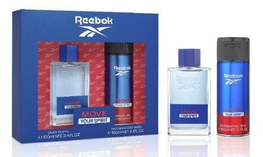 Reebok Move Your Spirit Set E.D.T 100ml + Deo Spray 150ml | ריבוק סט מוב יור ספיריט אדט 100מל + דאו ספריי 150מל